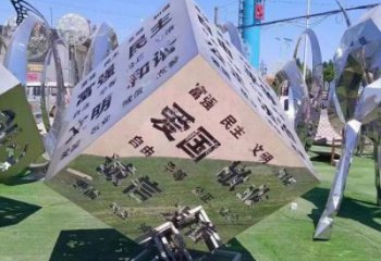 大型魔方雕塑預(yù)定，戶外雕塑，不銹鋼魔方雕塑特供