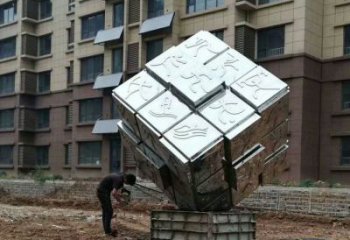 正方體雕塑供應，花園小品，不銹鋼正方體雕塑展品