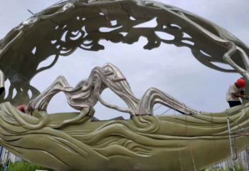 空心球雕塑點擊，城區(qū)小品，鏤空空心球雕塑承接