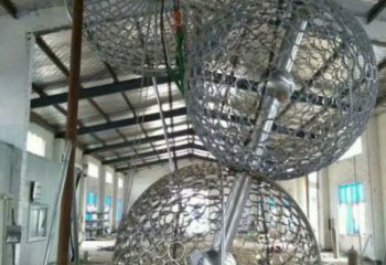 空心球雕塑點擊，景觀雕塑，鏤空空心球雕塑制作