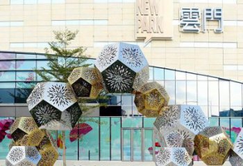 棱面球雕塑承接，鍛造工藝，鏤空棱面球雕塑制造廠家