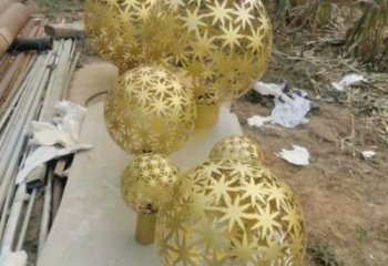 燈光球雕塑訂做，景區(qū)案例，不銹鋼燈光球雕塑定制
