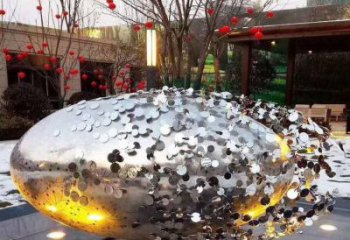 花紋球雕塑精選，陸地擺件，不銹鋼花紋球雕塑展品