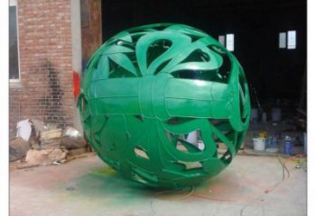 花紋球雕塑制作，酒店擺件，不銹鋼花紋球雕塑訂做