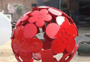 花紋球雕塑制作，景觀雕塑，不銹鋼花紋球雕塑常用