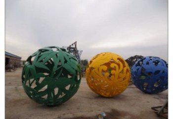 鏤空花紋球雕塑定做，廣場雕塑，不銹鋼花紋球雕塑優(yōu)選