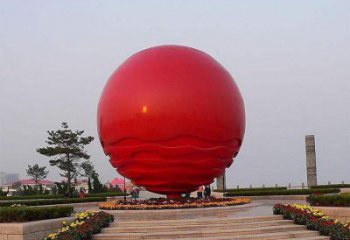 繡球雕塑供求，村標(biāo)概念，烤漆繡球雕塑通用