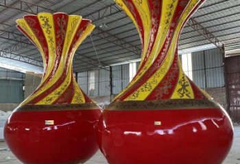 花瓶雕塑觀賞型，公園小品，景觀玻璃鋼花瓶雕塑常用