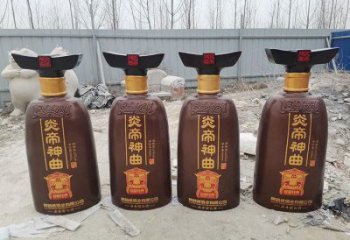 酒瓶雕塑優(yōu)價，村標(biāo)概念，玻璃鋼酒瓶雕塑精品