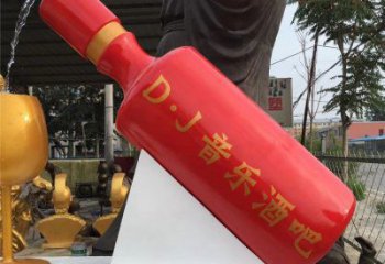酒瓶雕塑批發(fā)，水景雕塑，抽象流水酒瓶雕塑定價