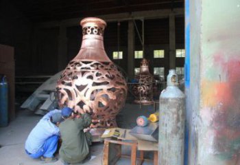 銅花瓶雕塑精選，室外軟裝，抽象銅花瓶雕塑廠家