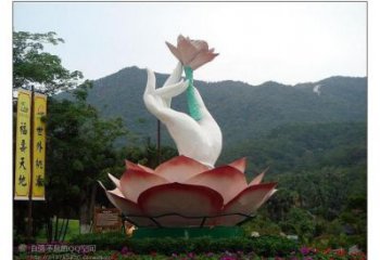 手拈花雕塑，街頭藝術，不銹鋼手拈花雕塑展品