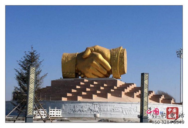 握手雕塑訂做，彩鋼制作，不銹鋼握手雕塑訂做廠家
