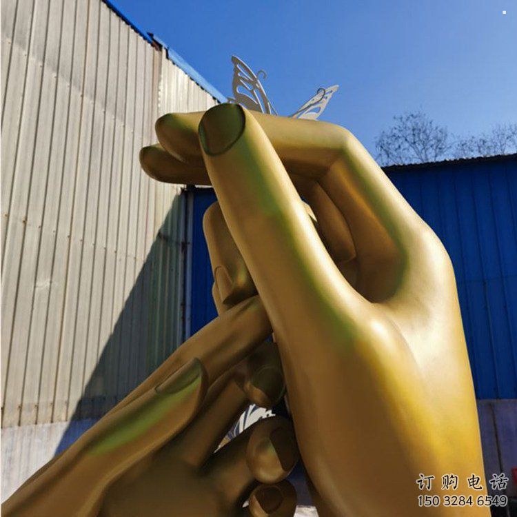 握手雕塑精選，街景小品，不銹鋼握手雕塑指用廠家