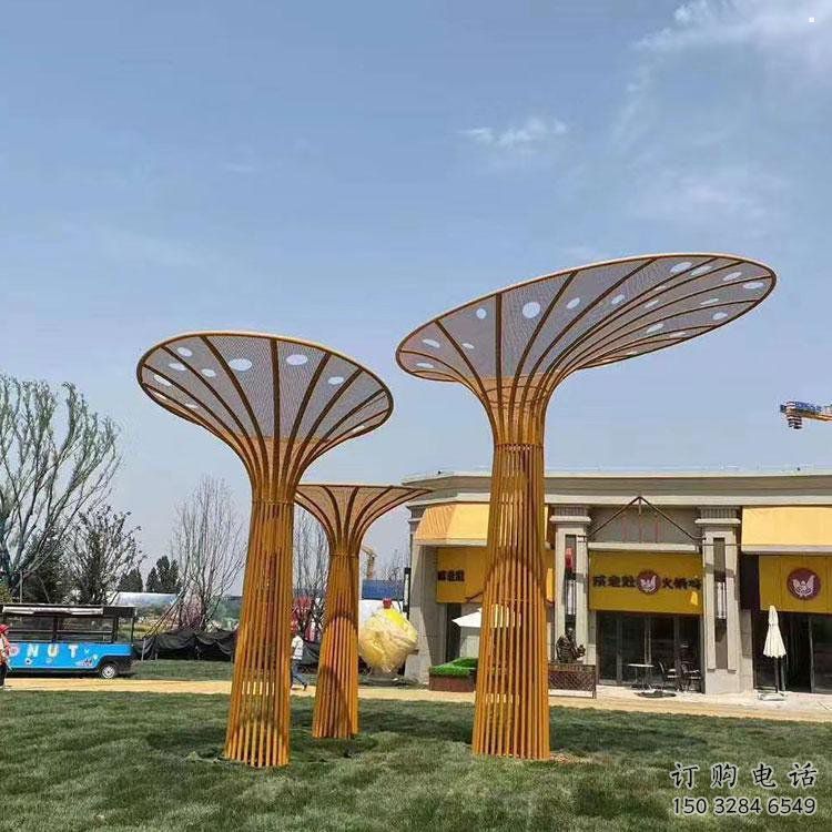 遮陽(yáng)樹雕塑制作，村標(biāo)概念，不銹鋼遮陽(yáng)樹雕塑廠