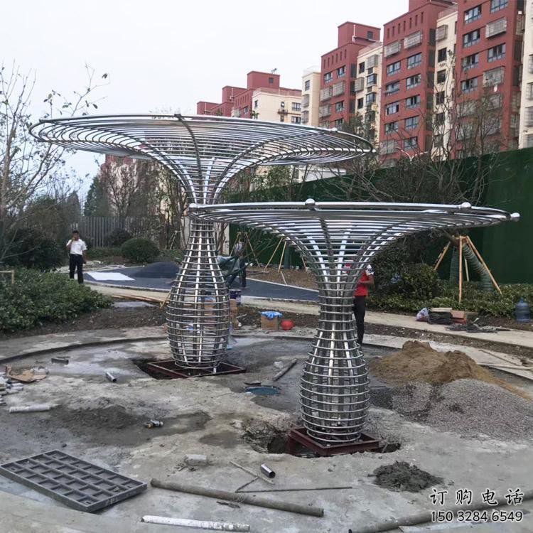 制造遮陽樹雕塑廠家，地標(biāo)擺件，鏤空遮陽樹雕塑訂做