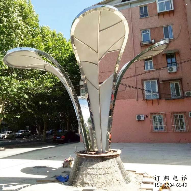 鏡面樹葉雕塑，園林裝飾，不銹鋼鏡面樹葉雕塑承接