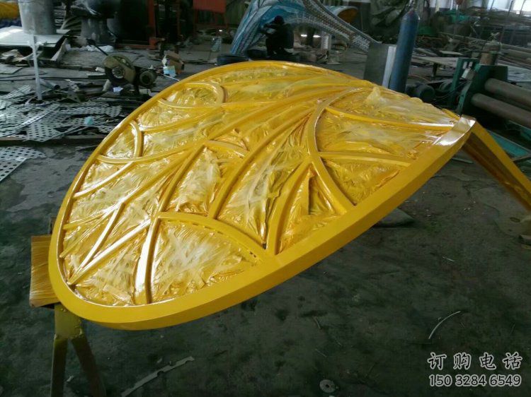 樹葉雕塑承接，街道標(biāo)識(shí)，彩繪烤漆樹葉雕塑廠家