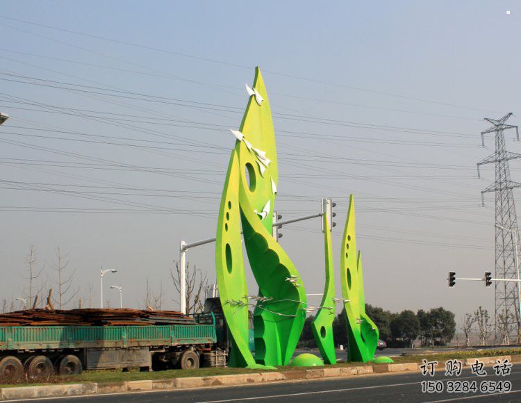 樹(shù)葉雕塑選用，建筑標(biāo)識(shí)雕塑，烤漆樹(shù)葉雕塑廠家