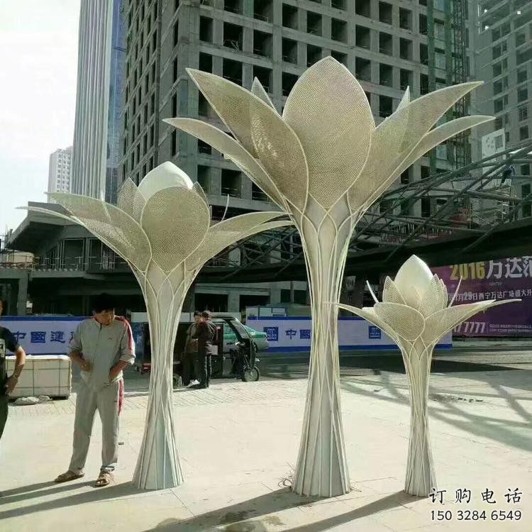 花樹雕塑定做，村標(biāo)概念，不銹鋼花樹雕塑制造商