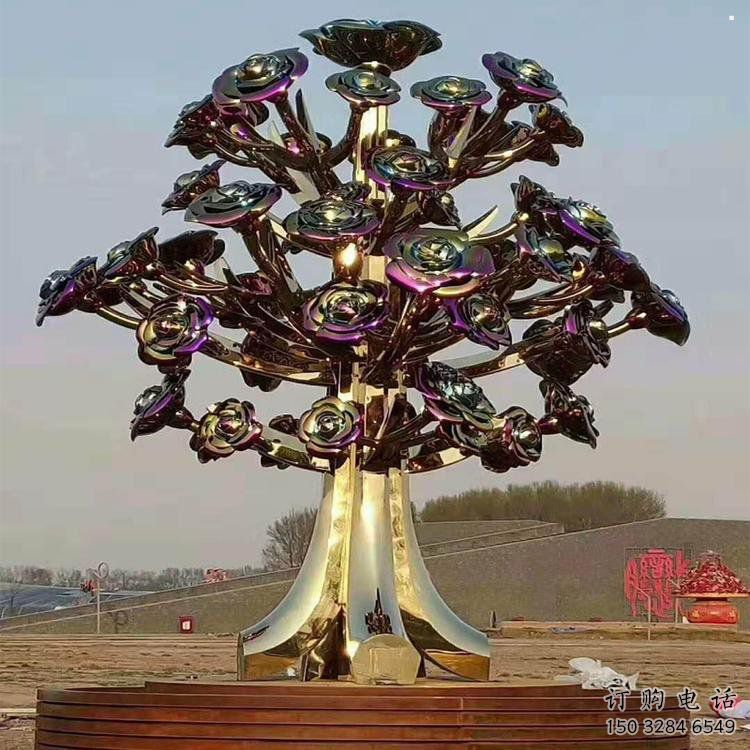 花樹雕塑加工商，鋼管組合，鈦金不銹鋼花樹雕塑定做