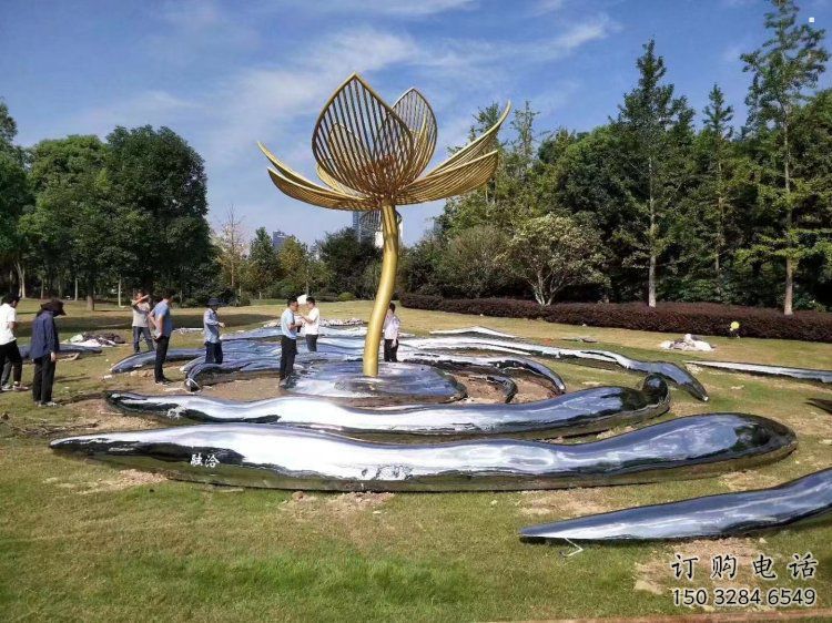 花樹雕塑制造商，街景小品，不銹鋼花樹雕塑定制
