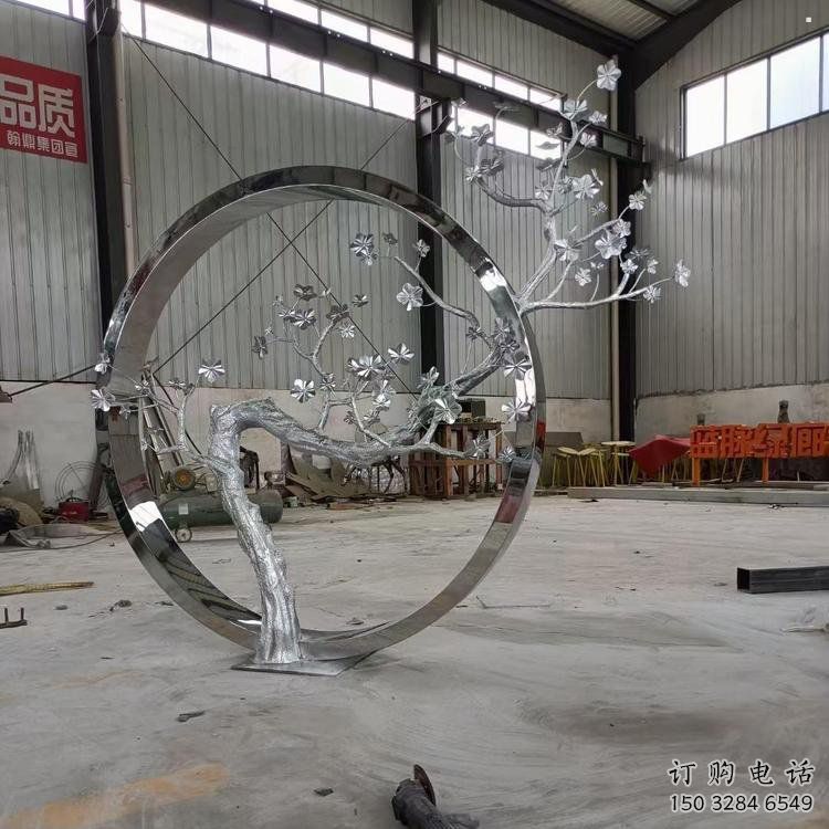 梅花樹(shù)雕塑制造商，戶外擺放，不銹鋼梅花樹(shù)雕塑供應(yīng)