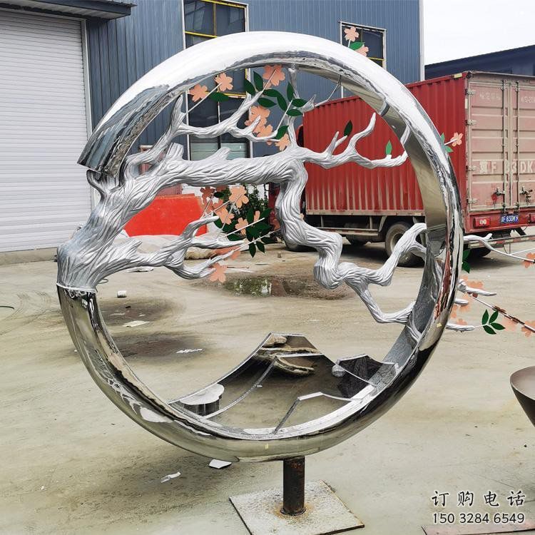 梅花樹雕塑制作，公園小品，不銹鋼梅花樹雕塑訂做