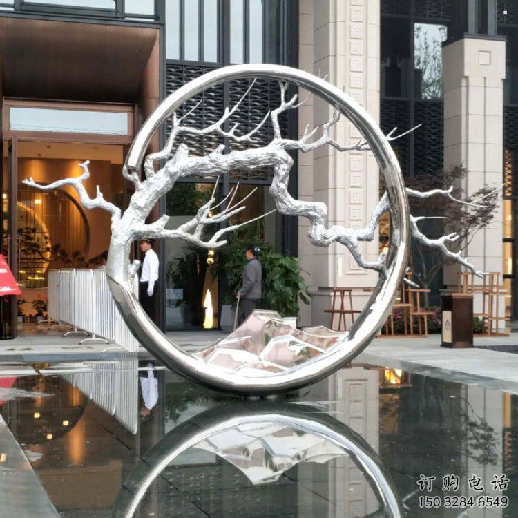 圓環(huán)樹雕塑訂做，戶外雕塑，不銹鋼圓環(huán)樹雕塑供給