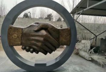握手雕塑觀賞型，戶外擺放，不銹鋼握手雕塑廠家