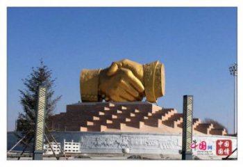 握手雕塑訂做，彩鋼制作，不銹鋼握手雕塑訂做廠家
