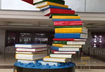 室內書籍雕塑，拉絲景觀雕塑，抽象效果