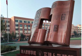 銅書本雕塑廠家，景觀擺件，校園銅書本雕塑指用