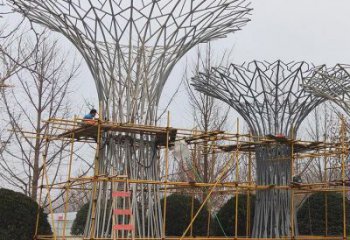 烤漆遮陽樹雕塑制造商，室外軟裝，鏤空遮陽樹雕塑制作
