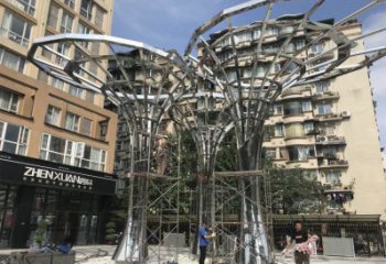 遮陽樹雕塑制造商，城區(qū)小品，鏤空遮陽樹雕塑定制