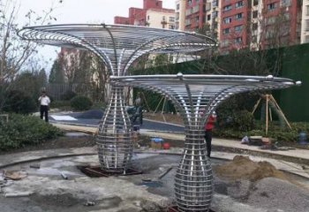 制造遮陽樹雕塑廠家，地標(biāo)擺件，鏤空遮陽樹雕塑訂做