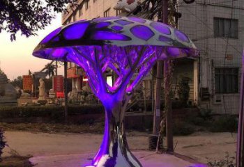 燈光樹雕塑精品，景觀雕塑，不銹鋼燈光蘑菇樹雕塑生產(chǎn)商