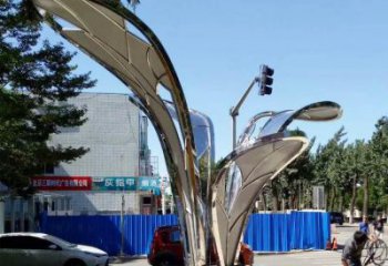 鏡面樹葉雕塑制造，廣場雕塑，制造不銹鋼樹葉雕塑廠家