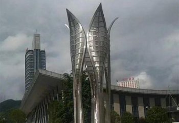 樹葉雕塑生產(chǎn)，美陳雕塑，制造鏡面不銹鋼樹葉雕塑廠家