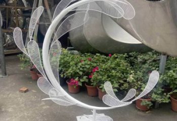 景觀樹葉雕塑訂做，街景小品，鏤空烤漆樹葉雕塑定制