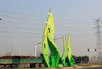 樹葉雕塑選用，建筑標(biāo)識雕塑，烤漆樹葉雕塑廠家