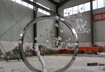 梅花樹雕塑承接，街頭藝術(shù)，不銹鋼梅花樹雕塑觀賞型