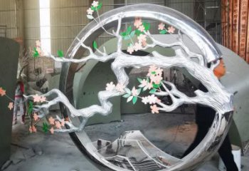 梅花樹雕塑廠家，花園小品，不銹鋼梅花樹雕塑精選