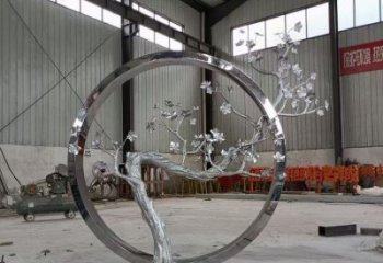 梅花樹雕塑加工，美陳雕塑，不銹鋼梅花樹雕塑生產(chǎn)商