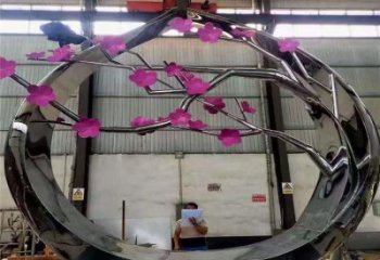 梅花樹雕塑定做，美陳雕塑，不銹鋼梅花樹雕塑廠家