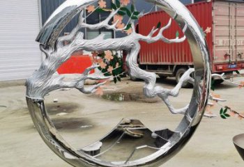 梅花樹雕塑制作，公園小品，不銹鋼梅花樹雕塑訂做