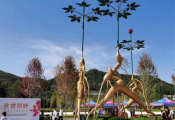 人參雕塑優(yōu)選，白鋼構(gòu)件，不銹鋼人參樹雕塑廠家