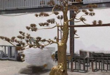 松樹雕塑造型，中式工藝，不銹鋼松樹雕塑制造廠家