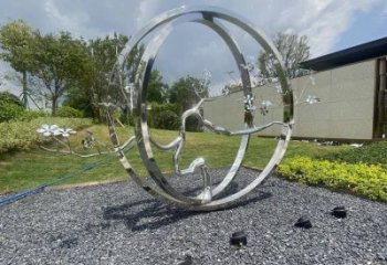 圓環(huán)樹雕塑廠家，標識雕塑，不銹鋼圓環(huán)樹雕塑定制