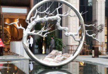 圓環(huán)樹雕塑訂做，戶外雕塑，不銹鋼圓環(huán)樹雕塑供給